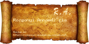 Rozgonyi Annamária névjegykártya