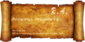 Rozgonyi Annamária névjegykártya
